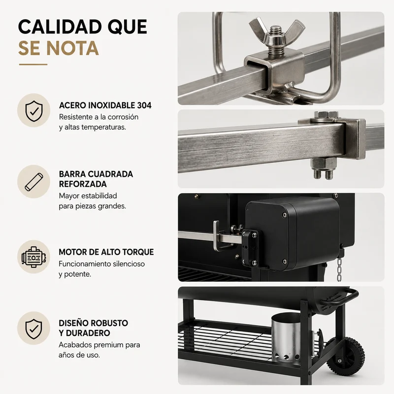 Pack Barbacoa de Carbón con Asador Motorizado 360°