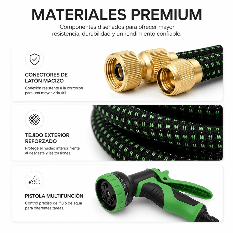 Manguera Extensible De Jardín 30 m Con Pistola Multifunción