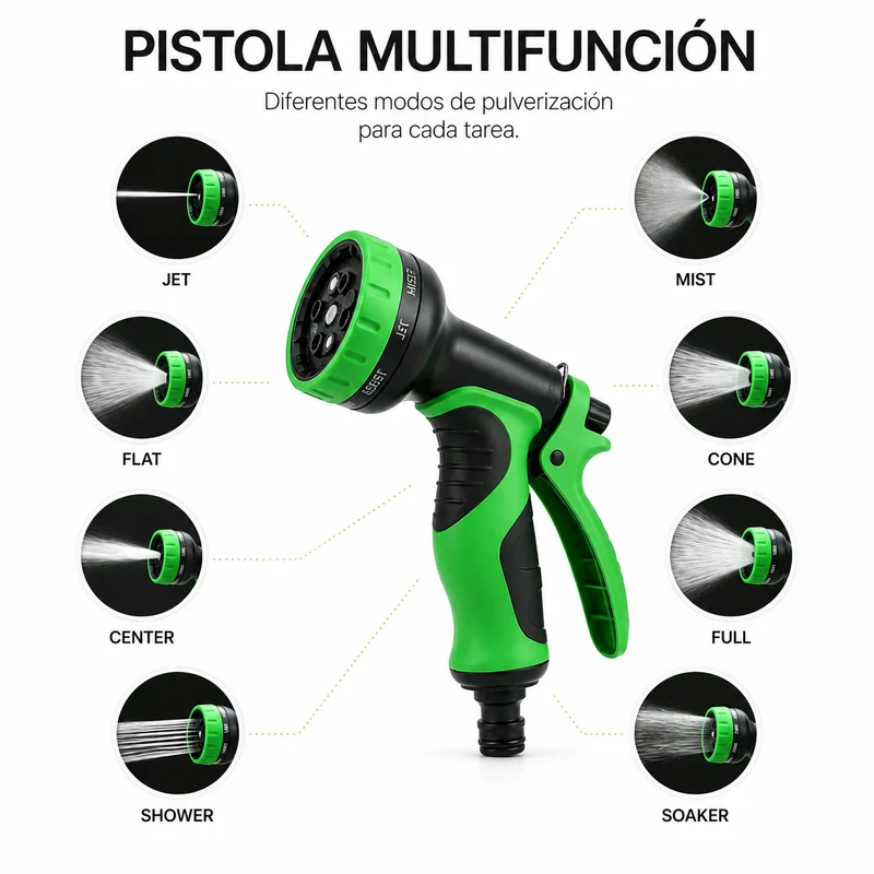 Manguera Extensible De Jardín 30 m Con Pistola Multifunción