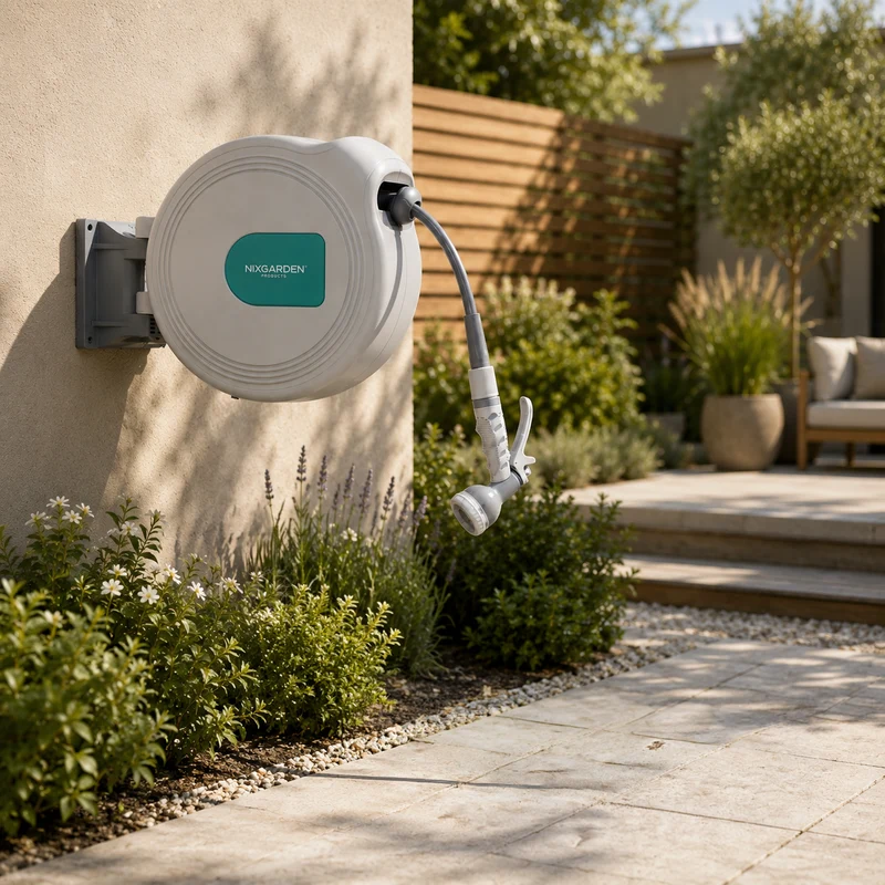 Enrollador Automático De Manguera 30 m Con Soporte De Pared