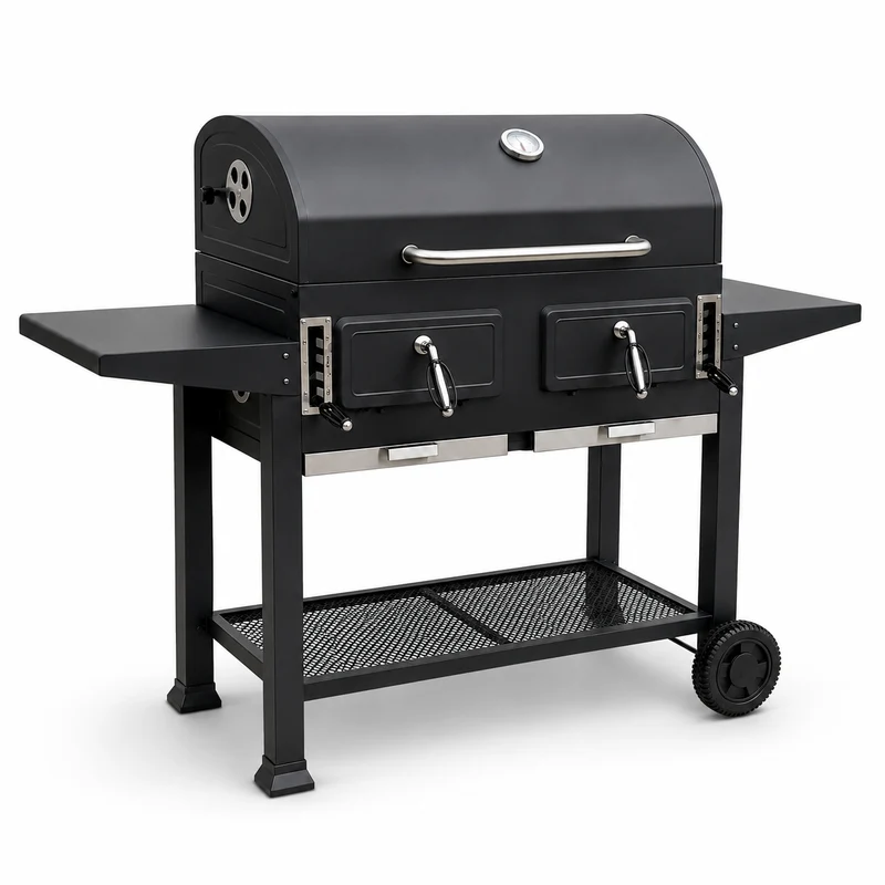 Barbacoa de Carbón Doble Cámara con Ventilación Regulable