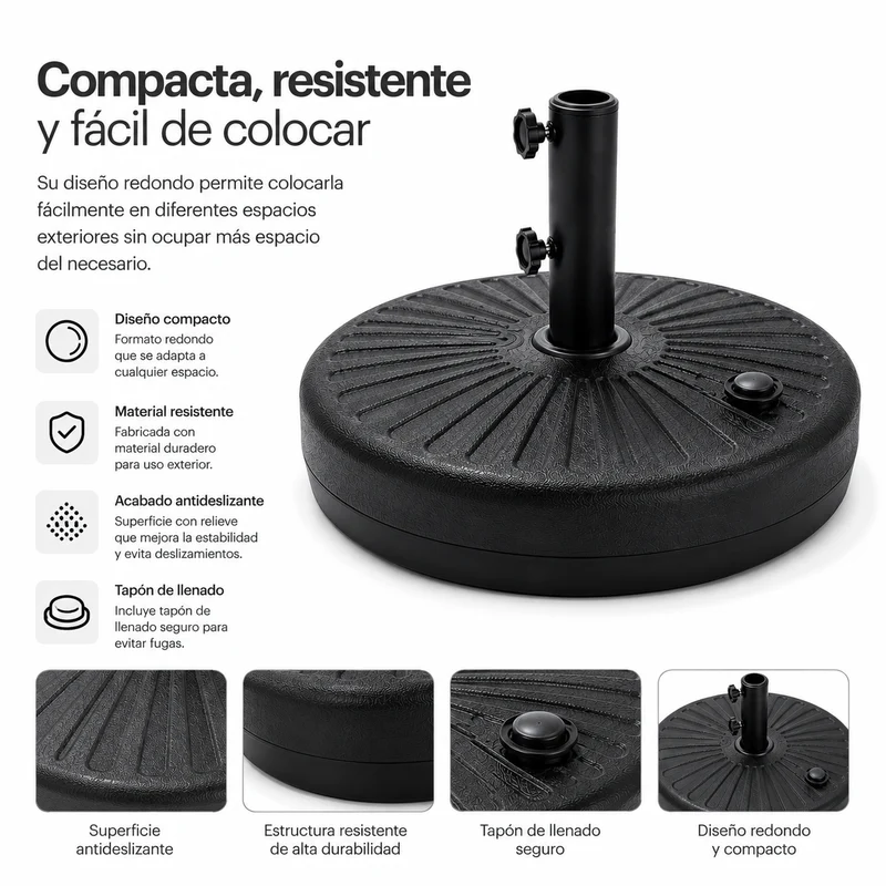 Base Para Sombrilla Rellenable 22 L Con Soporte Central