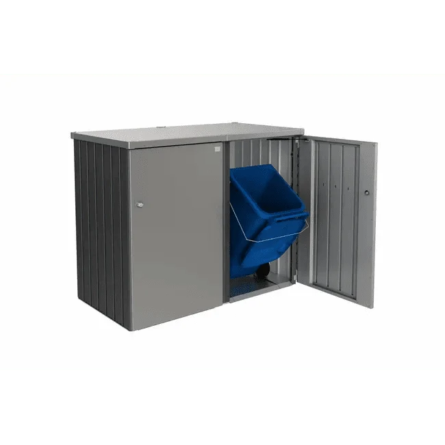 Biohort – Alex contenedor doble de cubos de basura modular con ruedas Gris cuarzo metálico