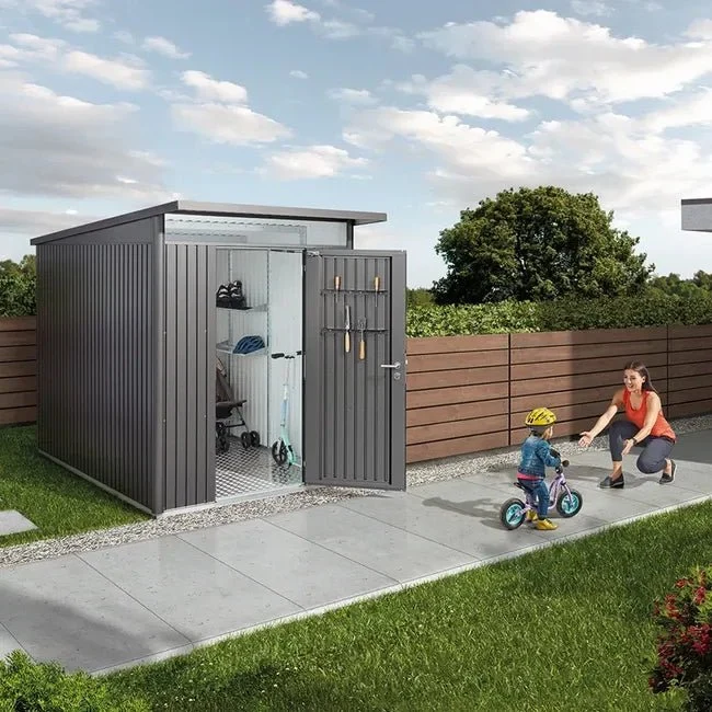 Biohort – AvantGarde Eco Caseta metálica de jardín con techo en atril Gris oscuro metálico