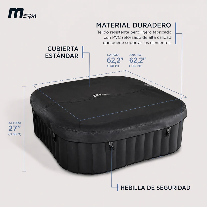 MSpa – Spa hinchable cuadrado Tekapo 4 personas
