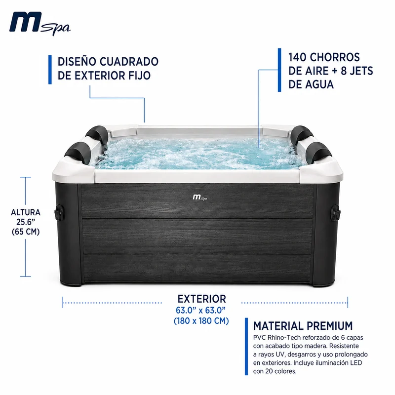 MSpa – Spa rígido cuadrado Oslo Aero Plus 4–6 personas