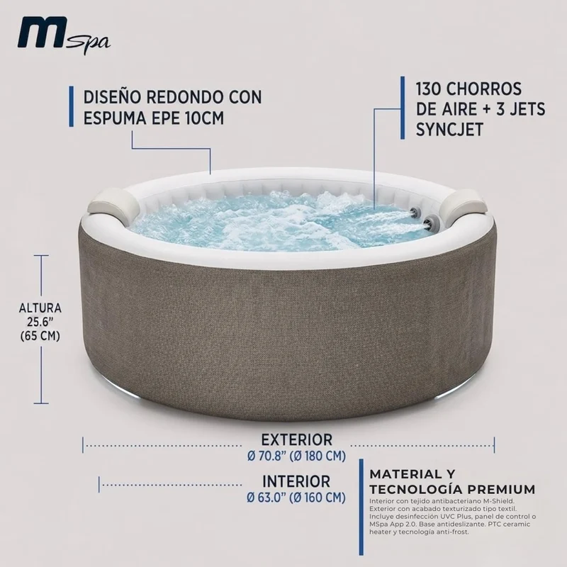 MSpa - Spa hinchable semirrígido circular Cocoon-Eco 4–6 personas