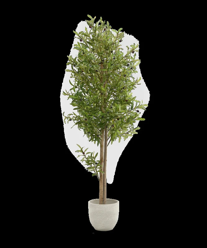 B-Ware Maia Shop Künstlicher Olivenbaum Kunstpflanze Baum 180 cm Naturholzstamm Oliven