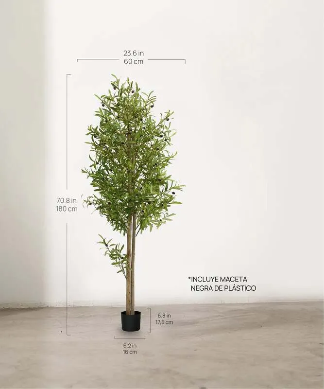 B-Ware Maia Shop Künstlicher Olivenbaum Kunstpflanze Baum 180 cm Naturholzstamm Oliven