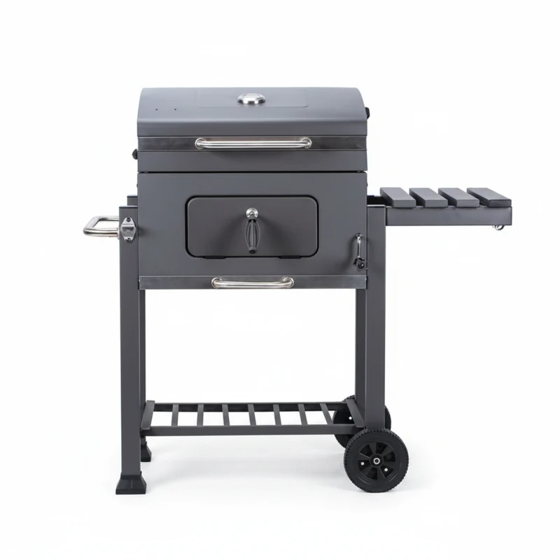 Barbacoa de carbón con ruedas para jardín y terraza con parrilla 57x42 cm