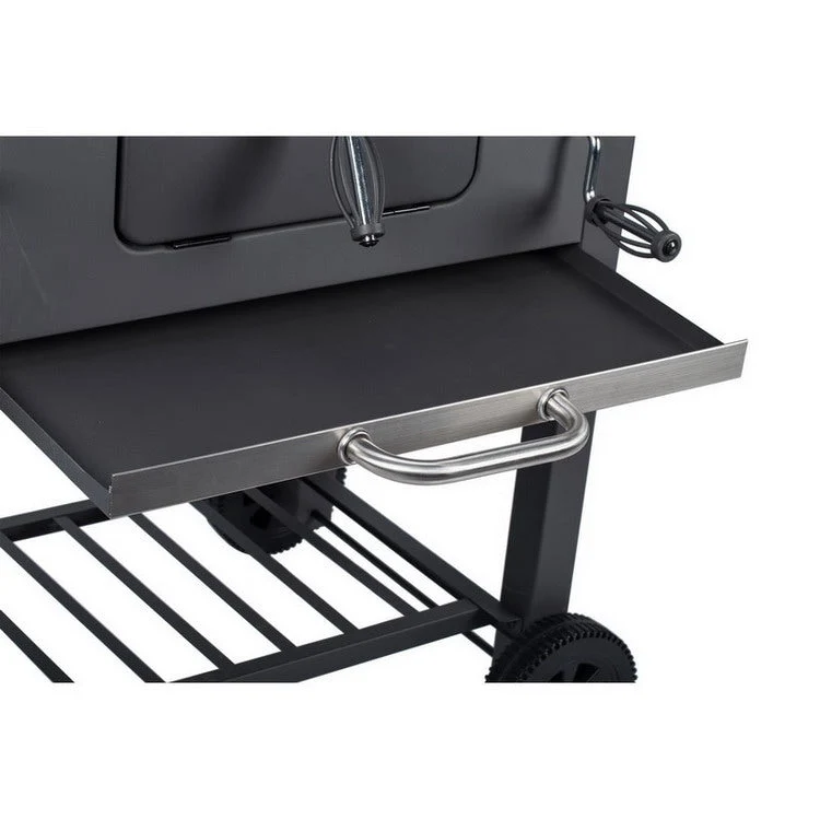 Barbacoa de carbón con ruedas para jardín y terraza con parrilla 57x42 cm