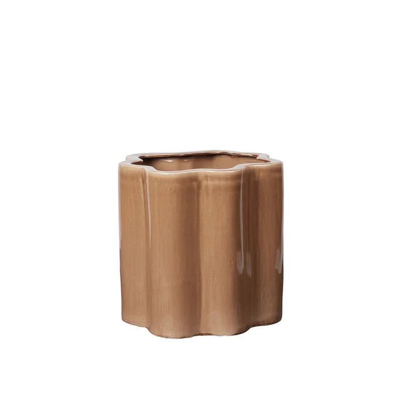 B-Ware Broste Copenhagen Übertopf Pflanzgefäß Blumentopf Keramik braun H 36 cm