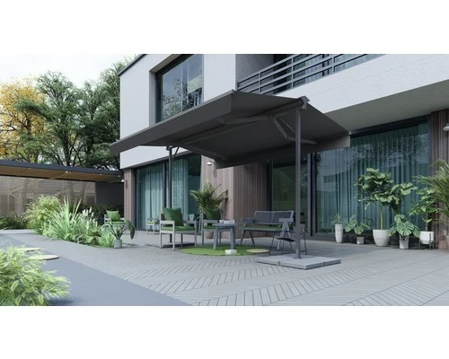 B-Ware Markiso Standmarkise Mobile Markise Sonnenschutz 4x3 Stoff Gestell RAL 7015