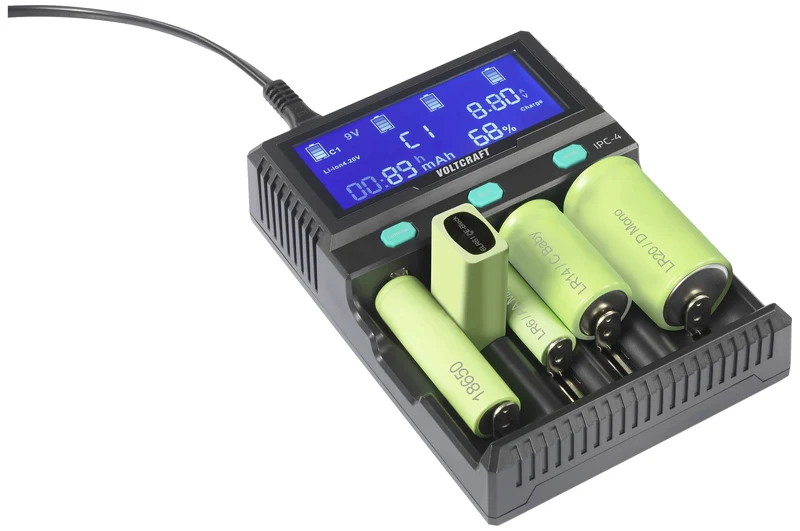 B-Ware VOLTCRAFT IPC-4 Rundzellen-Ladegerät für LiIon NiMH NiCd AA AAA