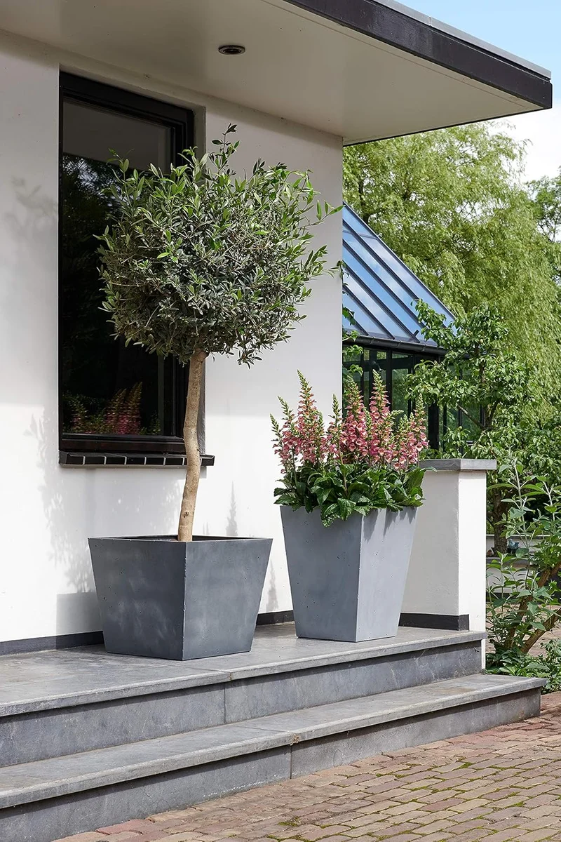 Keter - Maceta de jardín betón cuadrada efecto hormigón 48 cm gris