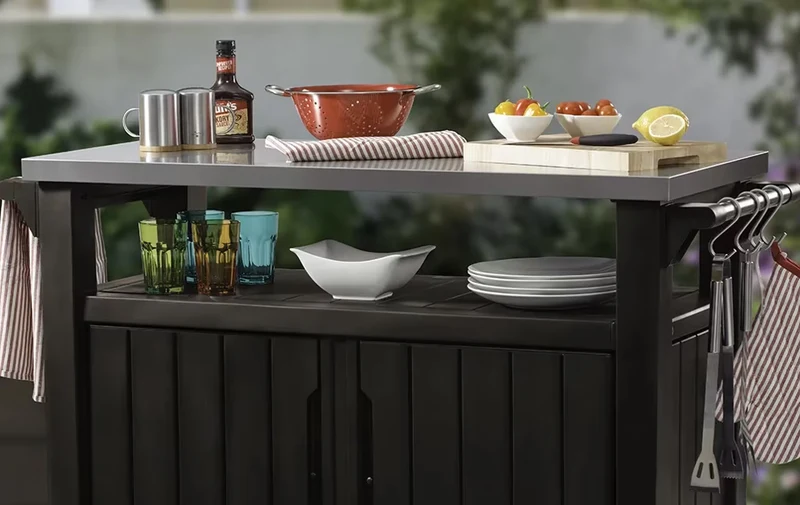 Keter - Mueble barbacoa grande de exterior marrón