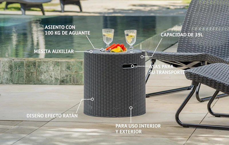 Keter - Nevera de jardín Cool Stool marrón
