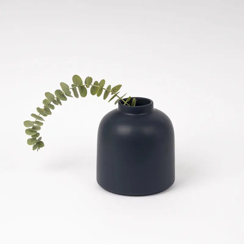 B-Ware RAAWII Vase Omar dunkelblau Vase Blumenvase Tischvase Steingutvase Steingut