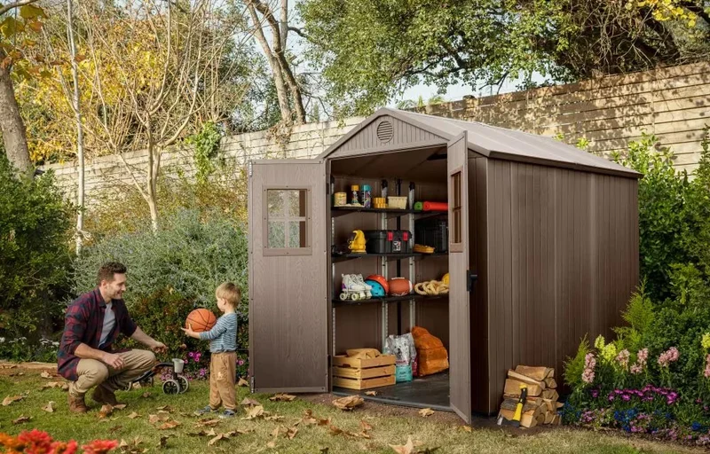 Keter - Caseta de exterior Darwin 6x8 marrón