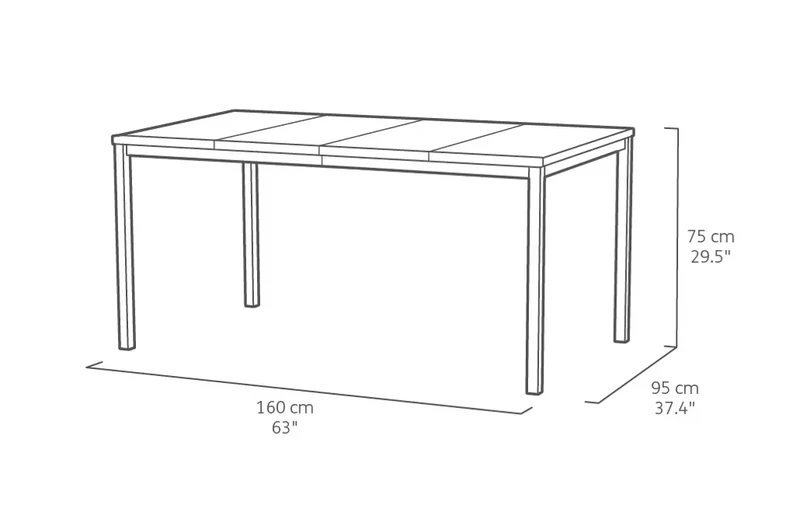 Keter - Mesa de comedor de exterior Porto 160 negro/madera oscuro