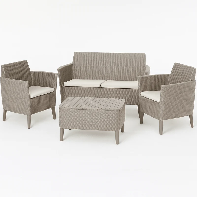 Keter - Conjunto de exterior 4 plazas Salemo Lounge capuchino