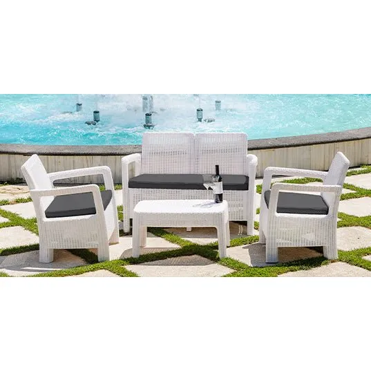 Keter - Conjunto de exterior 4 plazas Tarifa Lounge blanco