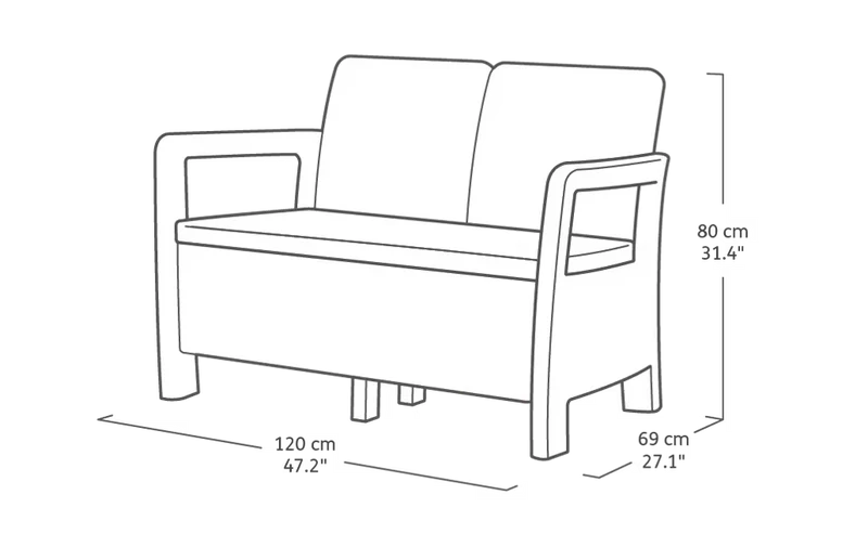 Keter - Conjunto de exterior 4 plazas Tarifa Lounge blanco