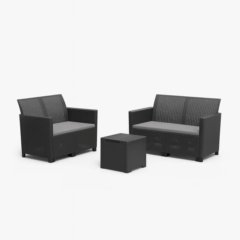 Keter - Conjunto de exterior 5 plazas Marie Lounge negro