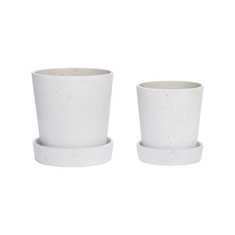 B-Ware Hübsch Interior Pflanztopf Untersetzer klein grau 2-er Set Dekoration Blument336