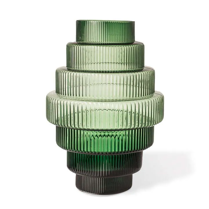 B-Ware Pols Potten Steps Vase Tischvase Blumenvase Dekovase Glasvase Glas Deko L grün