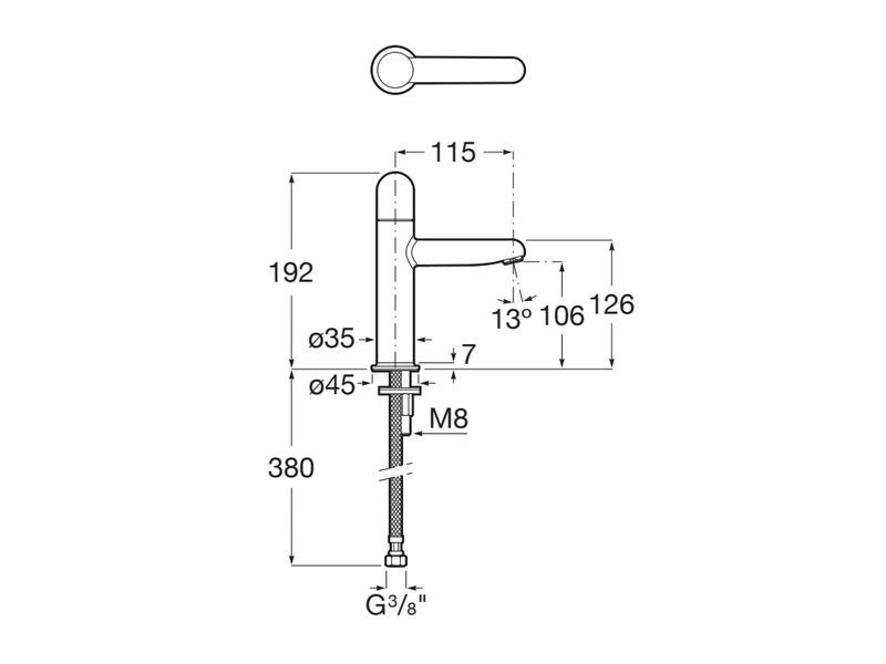 Roca - Mezclador monomando de cuerpo liso para lavabo con maneta Dome Cromado, Nu A5A3Y3FC00
