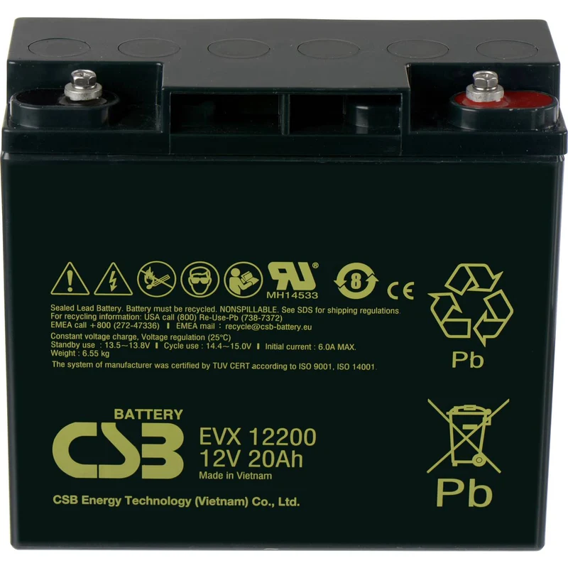 B-Ware CSB Bleiakku Batterie Akku zyklenfest EVX12200 Hauptakku Ersatzakku 12 V 20 Ah