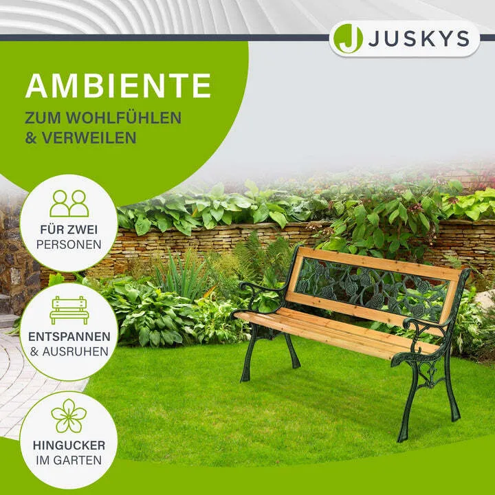 B-Ware Gartenbank Venezia 2 Sitzer Parkbank Holzbank aus Tannenholz und Gusseisen