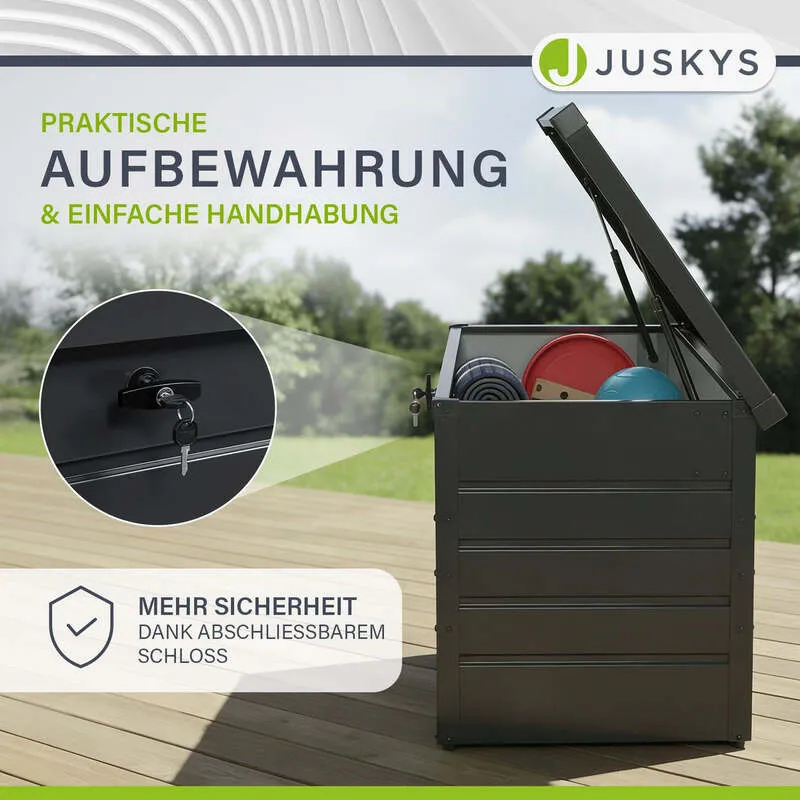B-Ware Metall Auflagenbox Limani wasserdichte Gartenbox 380 L rostfrei anthrazit