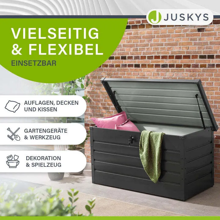 B-Ware Metall Auflagenbox Limani wasserdichte Gartenbox 380 L rostfrei anthrazit