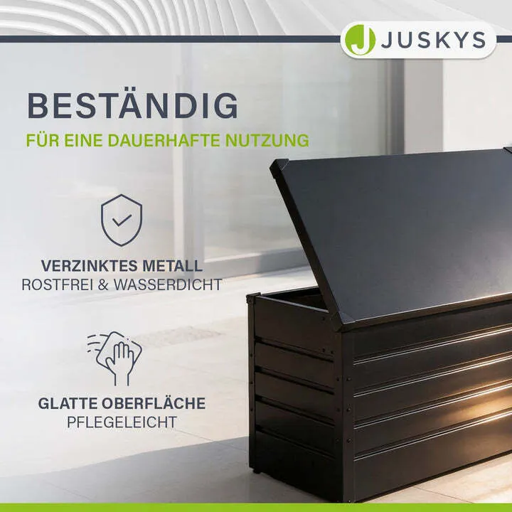 B-Ware Metall Auflagenbox Limani wasserdichte Gartenbox 380 L rostfrei anthrazit
