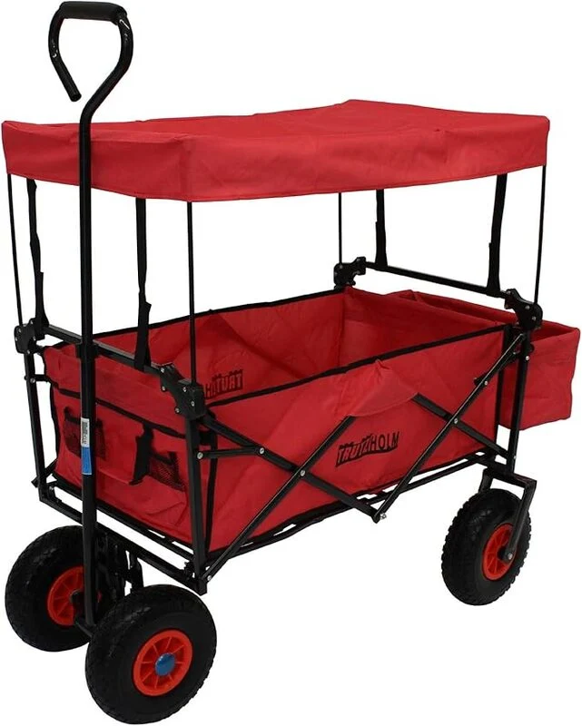 B-Ware TRUTZHOLM Bollerwagen faltbar 80L 4 PU Räder mit Dach rot platzsparend