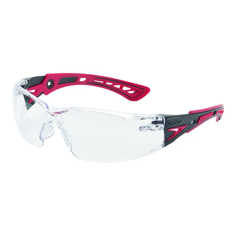 3x B-Ware Bollé Safety Schutzbrille Brille Rush+ klar DIN EN 166 DIN EN 170 Rot 3 STÜCK