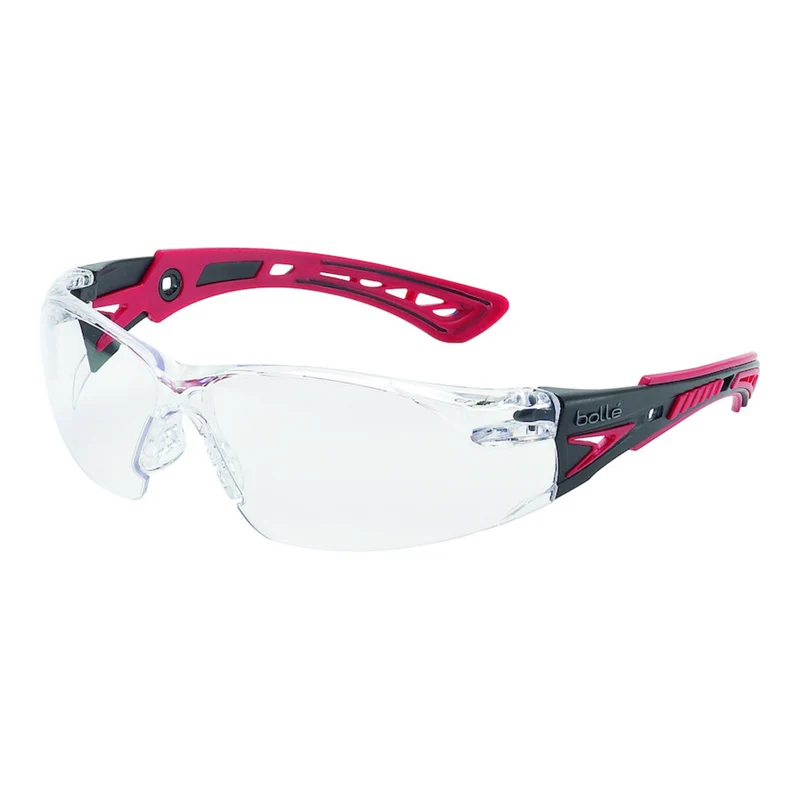 3x B-Ware Bollé Safety Schutzbrille Brille Rush+ klar DIN EN 166 DIN EN 170 Rot 3 STÜCK