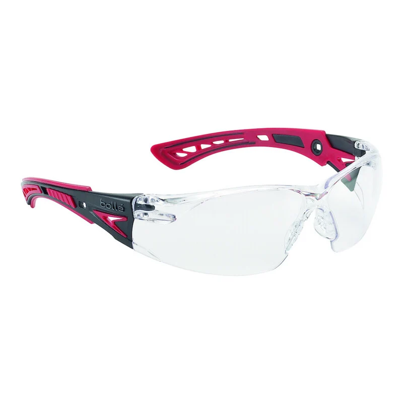 3x B-Ware Bollé Safety Schutzbrille Brille Rush+ klar DIN EN 166 DIN EN 170 Rot 3 STÜCK