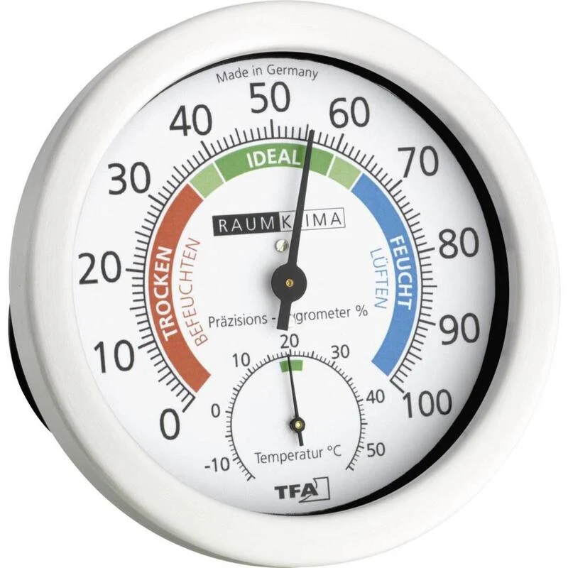 3x B-Ware TFA Tisch Wand Thermo-/Hygrometer Klimakontrolle Innenluftfeuchte Weiß 3 STÜCK
