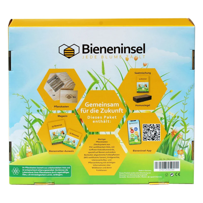 B-Ware Bieneninsel Pflanzkasten Blumenkasten Wildbienen Set Begleitbuch BIO Samen Holz