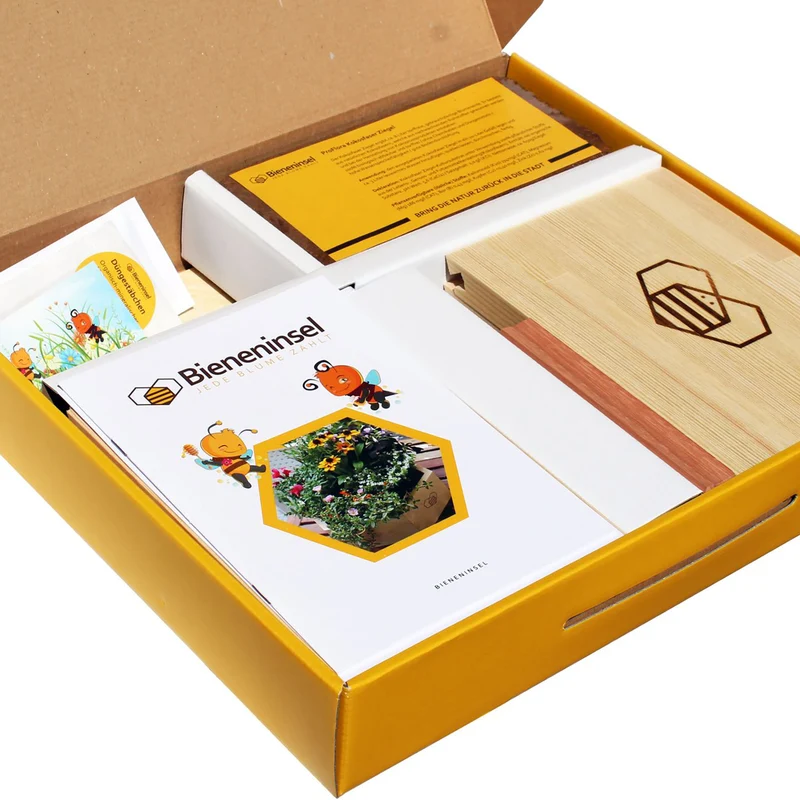 B-Ware Bieneninsel Pflanzkasten Blumenkasten Wildbienen Set Begleitbuch BIO Samen Holz
