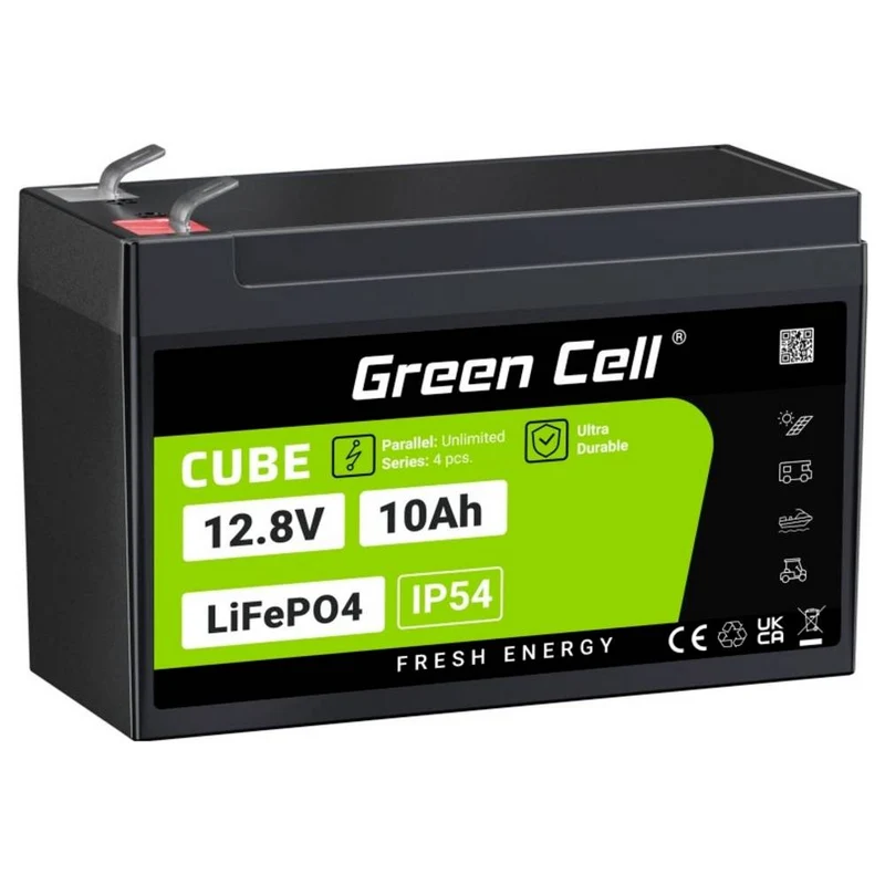 4x B-Ware Green Cell Spezialakku Batterie LiFePO4 Akku Flachstecker 12.8 V 10 Ah 4 STÜCK