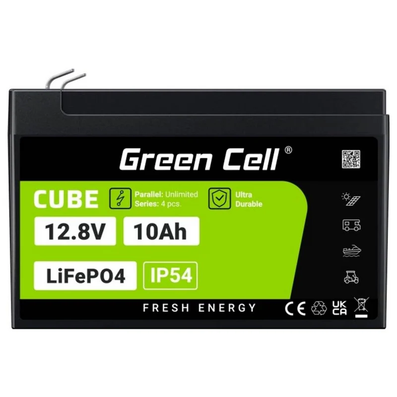 4x B-Ware Green Cell Spezialakku Batterie LiFePO4 Akku Flachstecker 12.8 V 10 Ah 4 STÜCK