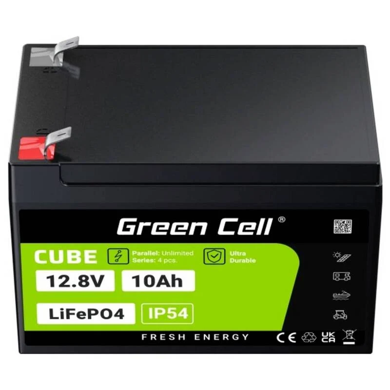 4x B-Ware Green Cell Spezialakku Batterie LiFePO4 Akku Flachstecker 12.8 V 10 Ah 4 STÜCK