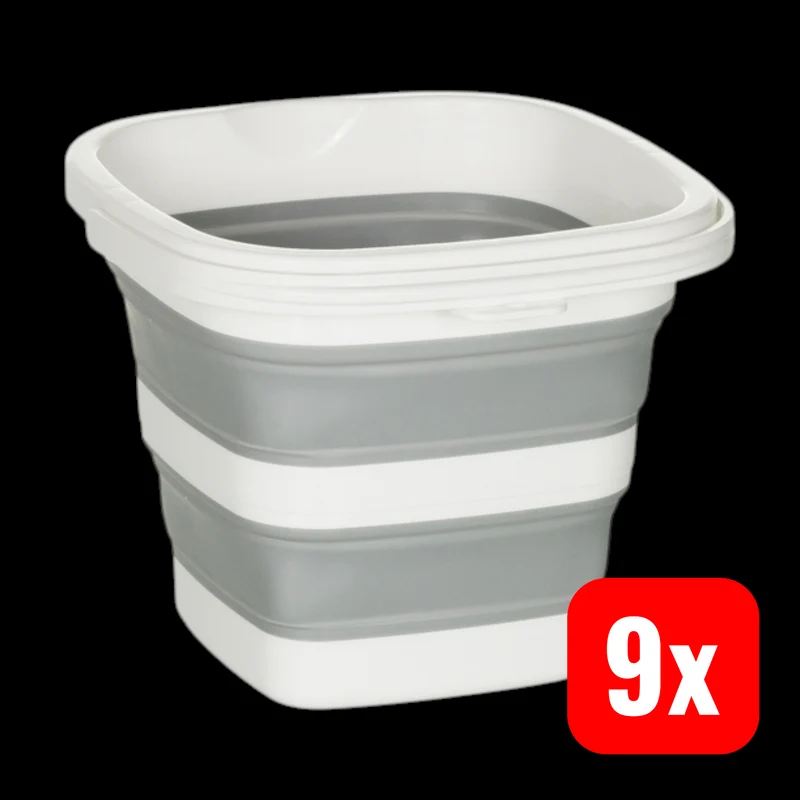 9x B-Ware hjh OFFICE Eimer Falteimer 5 L Eimer Kunststoff grau weiß Camping 9 STÜCK