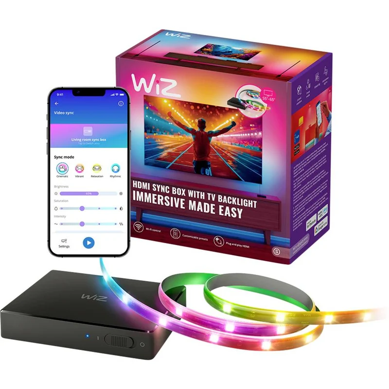 B-Ware WiZ LED Streifen Set Lichtband Sync Box Starter Kit Schwarz 260 cm EU RGB CCT789