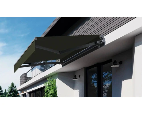B-Ware Gelenkarmmarkise 4x3 m olive UV-beständig wasserabweisend Handkurbel