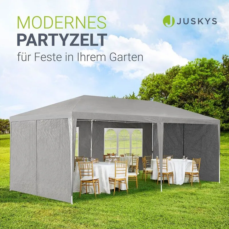 B-Ware Partyzelt 3x6m Gartenzelt mit Dach und abnehmbaren Seitenwänden für Gartenfeiern